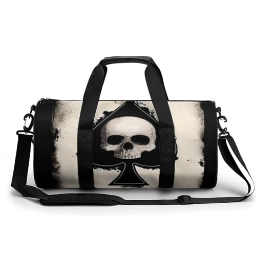 Sac de sport crâne as de pique 45x23cm pour gym et voyage