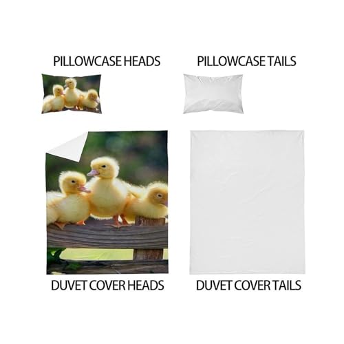 Housse de couette imprimé 3D animaux en microfibre douce zippée