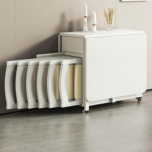 Mesa plegable con 6 sillas, diseño extensible que ahorra espacio, construcción de madera resistente, perfecta para el hogar y el restaurante, 140 cm de largo x 80 cm de ancho x 74,3 cm de alto