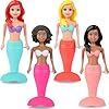 Mermaid Bath Toys for Toddlers Kids Girls – Princess Wind Up Tail Flap Floating Water Bathtub Toys, Swimming Pool Bathing Time Fun (4 Pack)