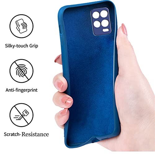 Image of A rtistque Liquid TPU Silicone Matte Shockproof Flexible with Camera Protection Soft Back Cover Case for Realme 8 - Blue