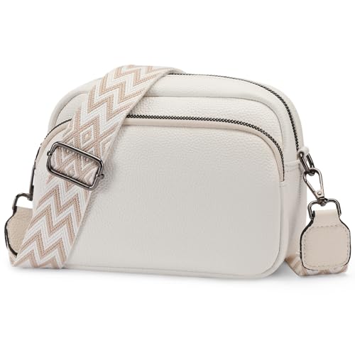 SENDEFN Bolso Bandolera Mujer de Cuero, Bolso Crossbody para Mujer, Bolso Mujer con Bandolera Desmontable y 5 Compartimentos