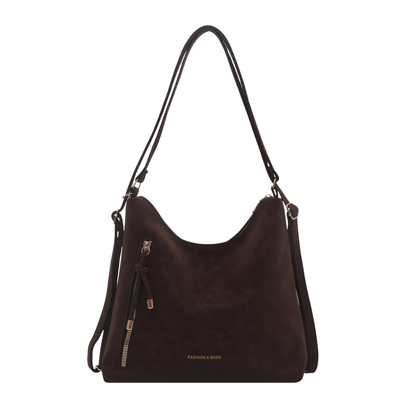 Bolsa feminina Hobo Mochila vintage despojada grande bolsa transversal camurça design dupla face mochila conversível, Cor 01, Large, Estilo 01