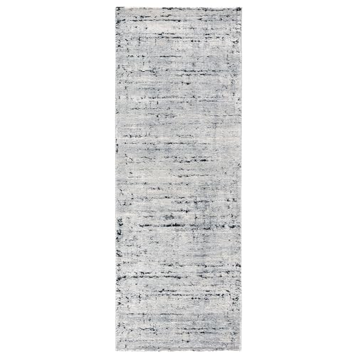 TESSO LIVING Kurzflor Laufer Flur Wohnzimmer Dunkelgrau 80 x 200 cm - Moderner Wohnzimmerteppich mit Antirutschunterlage