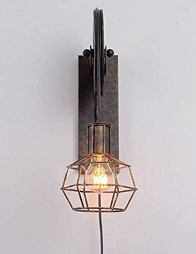 Gweat Wandlampen in Industriële stijl, loft-stijl, creatieve retro gangverlichting, wiel met riem, E27-fitting - Afbeelding 4