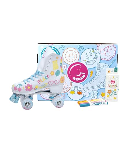 C SEVEN C7skates Colorable Roller Skates – Customizable Color Me Quad Skates with Erasable Markers – Fun DIY Design for Kids & Adults (Color Me, Women's 6 / Youth 5 / Men's 5) - image 3