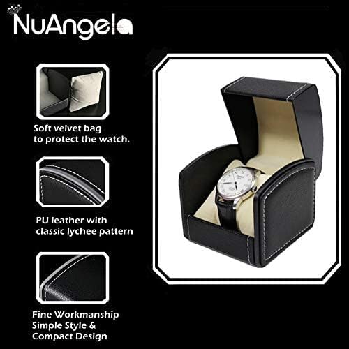 NuAngela PU Leather Watch Box, Single Display Luxury Storage Case for Wristwatches and Smart Watches Holder With Pillow - Image 4