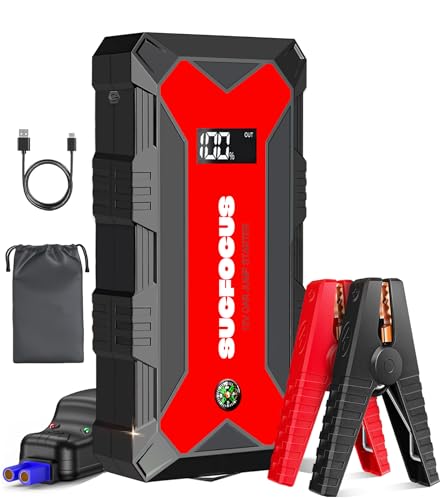 Car Battery Jump Starter, 1500A Jumper Starter Portable (for 6.0L Gas or 3.0L Diesel Engine), Jump Box, Jump Start Battery Pack with Jumper Cable, LED Light, USB QC3.0