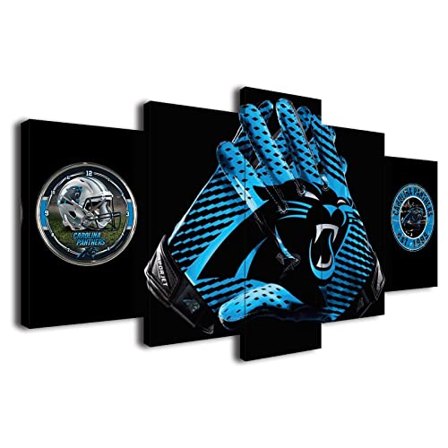 Carolina City Panthers American Football Poster Sports Gloves Helmet Canvas Wall Art Print 5Piece Set Fan Home Decor Large Framed Prints Ready to Hang (60x100cm-Framed,style25)