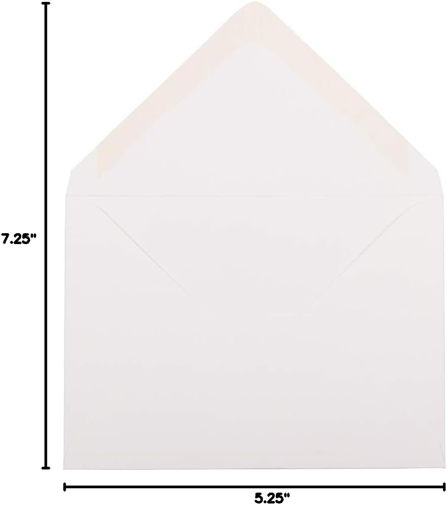 JAM PAPER A7 Strathmore Invitation Envelopes with Euro Flap - 5 1/4 x 7 1/4 - Bright White Laid - 25/Pack