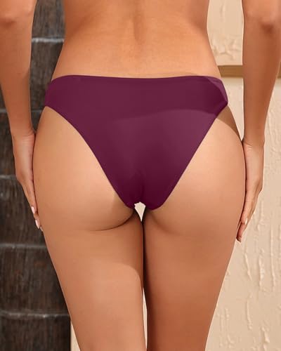 Image of Tempt Me Women Low Rise Bikini Bottoms - Moderate Coverage Bathing Suit Bottoms Low Waisted Swimsuit Bottoms Brief