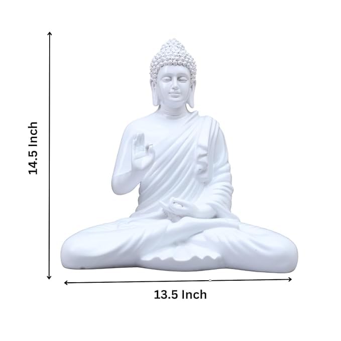 Image of Elegant White Buddha Idol Peaceful Meditating Statue for Home & Office Decor