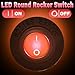 Round Rocker Switch, 12V Toggle Switch, Waterproof Lighted LED On/Off Switch for Car, Marine Toggle Switch, Automotive Power Switch, SPST 3 Pin