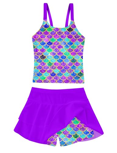 Image of ALISISTER Girls Tankini Swimsuit Two Piece Bathing Suits Summer Beach Swimwear with Shorts for 7-12 Years
