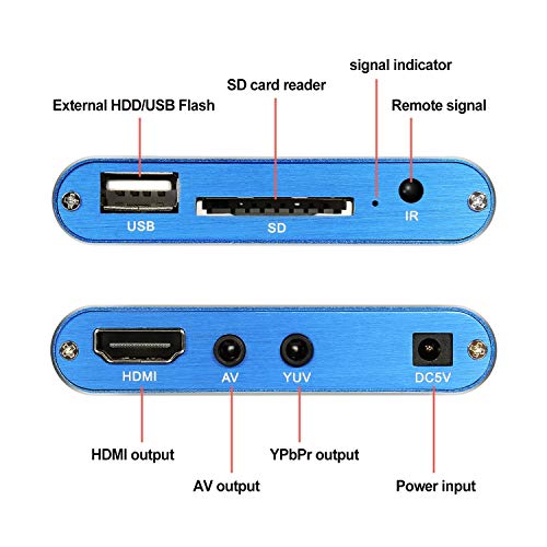 HDMI-multimediaspeler, mini Full HD 1080p Full HD digitale multimediaspeler voor spelers -MKV / RM-HDD USB blauw - Image 3