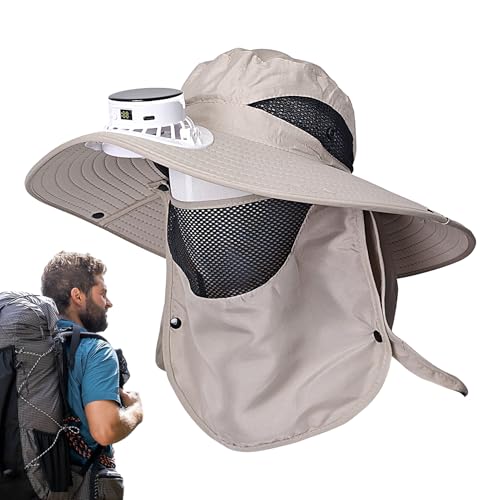 Chapeau de pêche ventilateur solaire rechargeable respirant large bord anti-UV