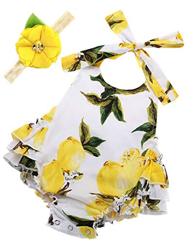 Image of PrinceSasa Baby Girl's Floral Print Ruffles Romper Summer Clothes