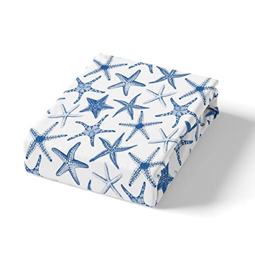 Feelyou Starfish Bedding Fitted Sheet Ocean Beach Marine Life Decor Bed Sheet Set For Kids Boys Girls Coastal Beach Theme Bedding Sheets Blue Bed Cover Bedroom Collection 3Pcs Full Size thumb #3