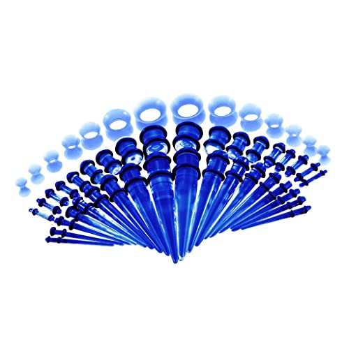 Generic 50 Peças de Plugues de Acrílico 14g- Túneis de Silicone, Azul