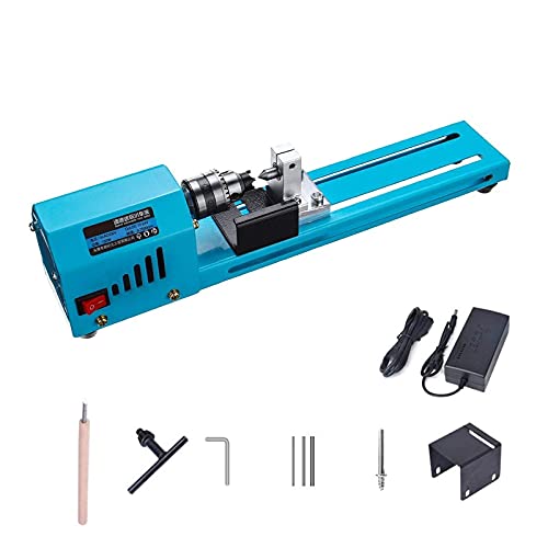 Mini Lathe Beads Polisher Machine, DC 12-24V 150W DIY Portable Woodworking Grinding Polishing Beads Drill Rotary Tool Set Standard 7 Speed for Table Engraving Grinding Wood Stone Glass