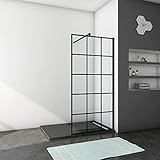 Ducha Casa 90x200cm Mampara de ducha frontal 1 hoja marco negro, 8mm cristal templado antical, barra1 90cm y perfil negro