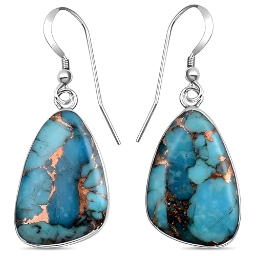 Western Turquoise Earrings for Women in 925 Sterling Silver Drop Dangle Earrings Trendy Fashion Boho Cowgirl Accessories Vintage Turquoise Jewelry for Women Birthday Gifts