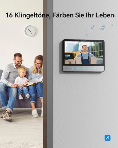 TMEZON Video Türsprechanlage 4-Draht,Türsprechanlage mit Kamera,7\ Monitor mit kabelgebundener Türklingel, Nachtsichtgerät,Live-Ansicht und Konversation,Entsperren durch Monitor,16 Klingeltöne