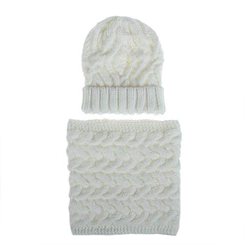 Bonnet tricoté chaud femme et son snood pour le plein air