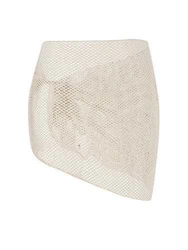 ZAFUL Sarong Coverups for Women Beach Vacation Fishnet See Thru Tie Side Bathing Suit Cover Up Mini Skirt (1-Light Coffee, One Size)