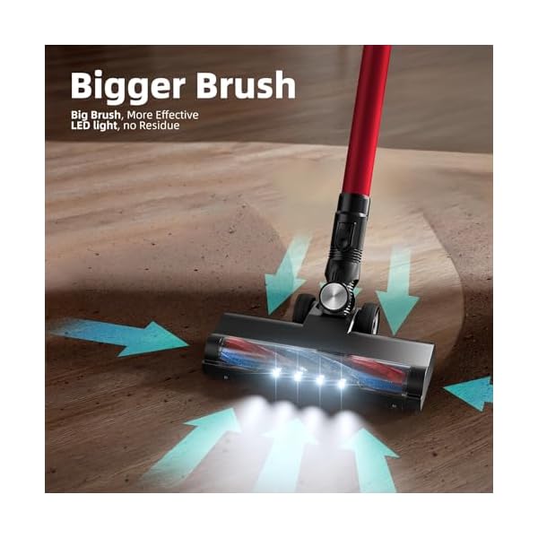 VEGREM Akku Staubsauger 25Kpa, Staubsauger Kabellos 160W mit 2 Saugmodi, LED-Leuchten, Cordless Vacuum Cleaner mit Leistungsanzeige, bis zu 40 Minuten Laufzeit – Bild 7