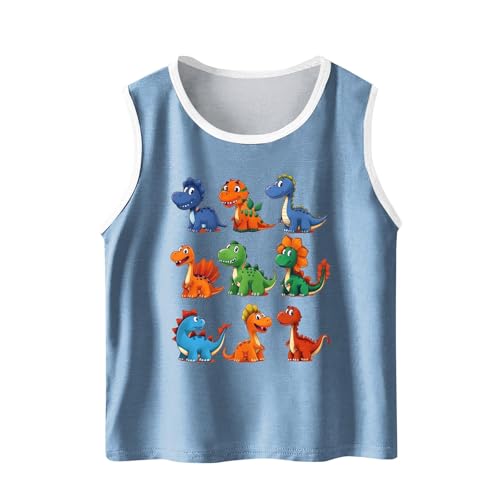 Sinzelimin 3-15T Baby Boy and Girls Fitness Tank Tops Sleeveless Cute Little Dinosaur Graphic Tees Sport Fitness Shirt Vest