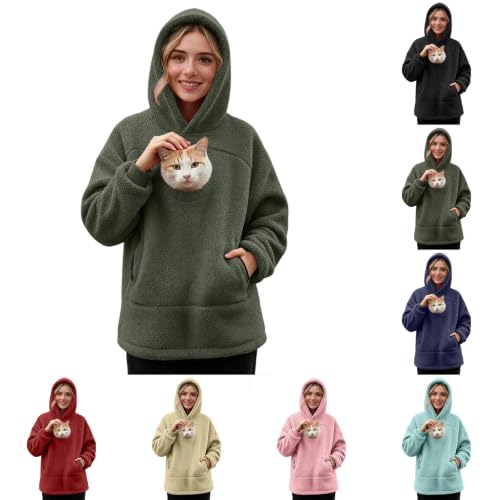 Cat Hoodie With Pouch, Unisex Zipper Kangaroo Pocket Pet Carrier Hoodies - image 1