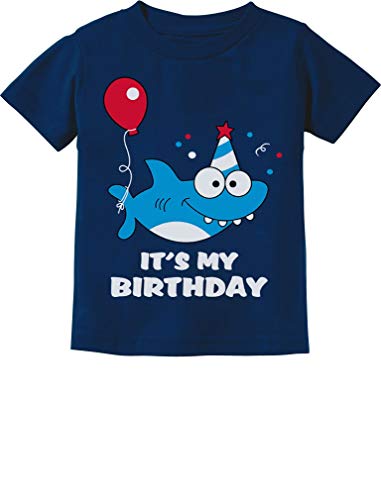 Birthday Boy or Girl Shark Shirt 1st 2nd Birthday Outfit Infant Kids T-Shirt 24M Navy