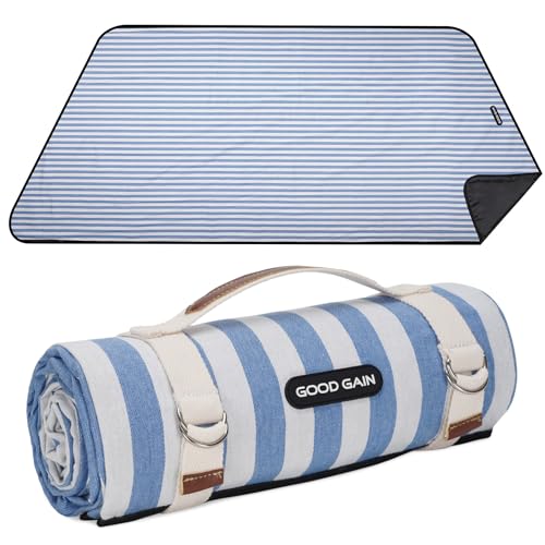 Image of Picnic Outdoor Blankets Waterproof Extra Large - Beach Mat Sand Free Foldable with Carry Strap | Portable Camping Blanket | Park Blanket for Grass , Hiking, Travel, Concerts, Indoor (Cerulean Blue)