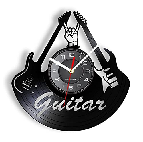Chitarre elettriche Retro Rock And Roll Disco in Vinile Orologio da Parete Band Music Studio Decor Disco in Vinile Craft Design Moderno Orologio a Tempo