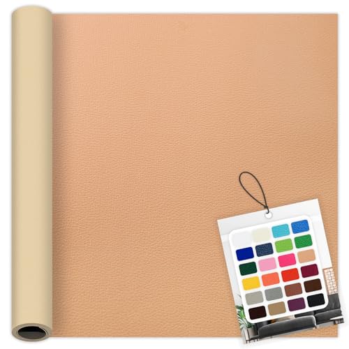 Beige Yellow Leather Repair Patch, 39.3 x 19.6 Inch Self Adhesive Leather Repair Tape, Large Vinyl Leather Repair Kit for Furniture, Car Seats, Sofats, Couch, Office Chair