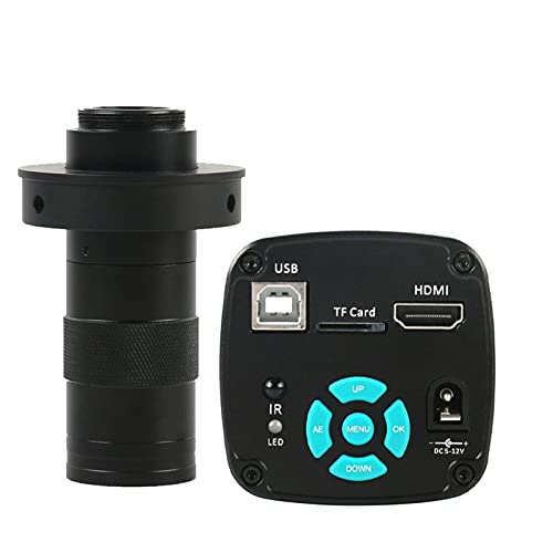 Microscope 4K 1080P 48MP Video Lab USB Microscope Camera C Mount LED Light for Phone Repair 100X 130X 180X 200X 300X 500X Zoom(with 130X Lens)