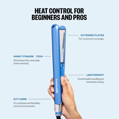 Image of BabylissPRO Nano Titanium Ultra-Sleek Hair Straightener, Flat Iron for All Hair Types