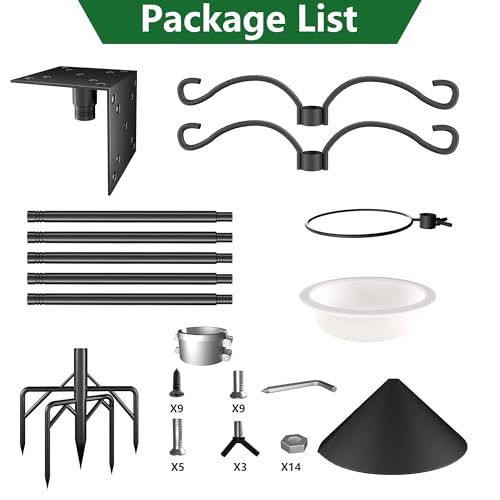 Bird Feeder Pole Stand,95 Inch House Pole for Outdoors Weather Station,Heavy Duty Metal Mount Kit Adjustable Multifunctional Bird Feeder Stand - Image 5