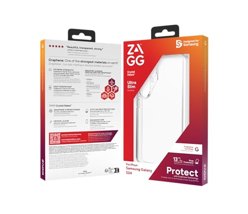 ZAGG Crystal Palace Samsung Galaxy S24 Case - Ultra-Slim, Graphene-Enhanced Protection, Crystal Clear, 13ft Drop Resistant, Eco-Friendly Design, Clear3