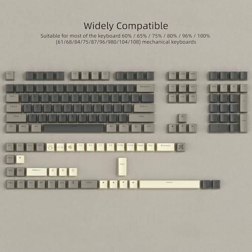 Image of Womier PBT Shine Through Keycaps for Mechanical Keyboard, Pudding Keycaps | Keycaps 60% 75% 100% Keyboard 143 Keys,Custom Keycap Set OEM Profile for Gateron Cherry MX Switches,Grey Brown-Only Key caps