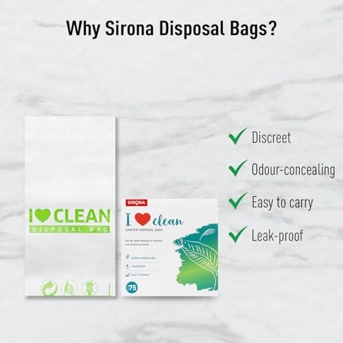 Image of Sirona Personal Disposal Bags - 75 Bags for Discreet Tampons, Sanitary Pads /Napkin, Panty Liners, Tampons & Condoms | Menstrual Care and Hygiene Products