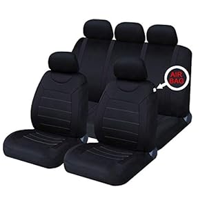 Xtremeauto® Classic Car Seat Covers Set Front & Rear complete with headrest Covers (Black)