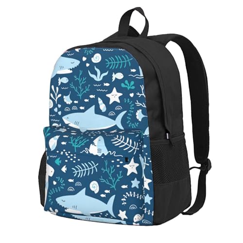 Sac à dos adulte léger imprimé poisson bleu et résistant à l'eau