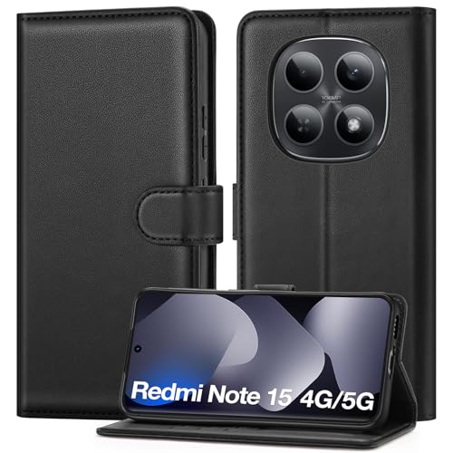 ivencase Handyhülle Kompatibel mit Xiaomi Redmi Note 15 4G/5G Hülle, [RFID-Blockierung] PU Leder Standfunktion Magnetisch Flip Wallet Schutzhülle für Xiaomi Redmi Note 15 4G/5G, Schwarz