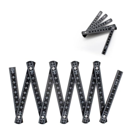 Zollstock Schwarz, LINTRA Schwarz Mini Zollstock, Meterstab Genaue Messung mit Doppelskala Geeignet für Maurer, Zimmerer, Baustellen