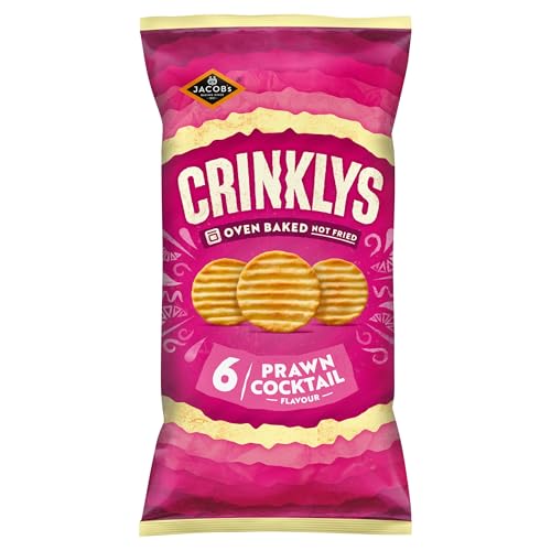 JACOBS Crinklys Prawn Cocktail Flavour Baked Snacks Multipack 30% Less Fat 6 x 23 g (Pack of 1)