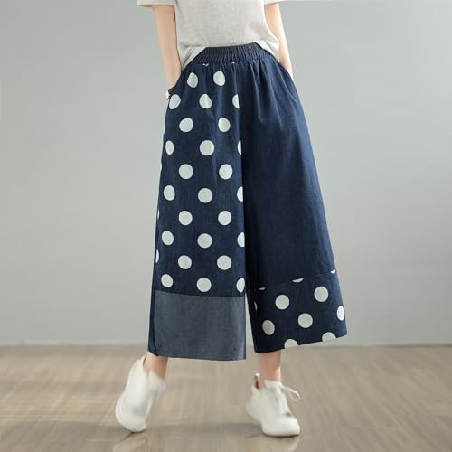 Women's Loose Wide Leg Jeans Trendy Elastic Waist Denim Pants with Pockets4