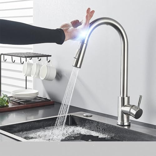 Robinet de cuisine tactile bec haut pour laver sans éclabousser