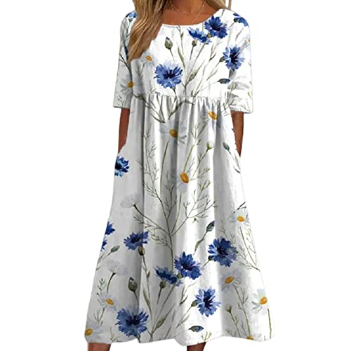 Vestido de festa feminino casual de verão, Branco, G